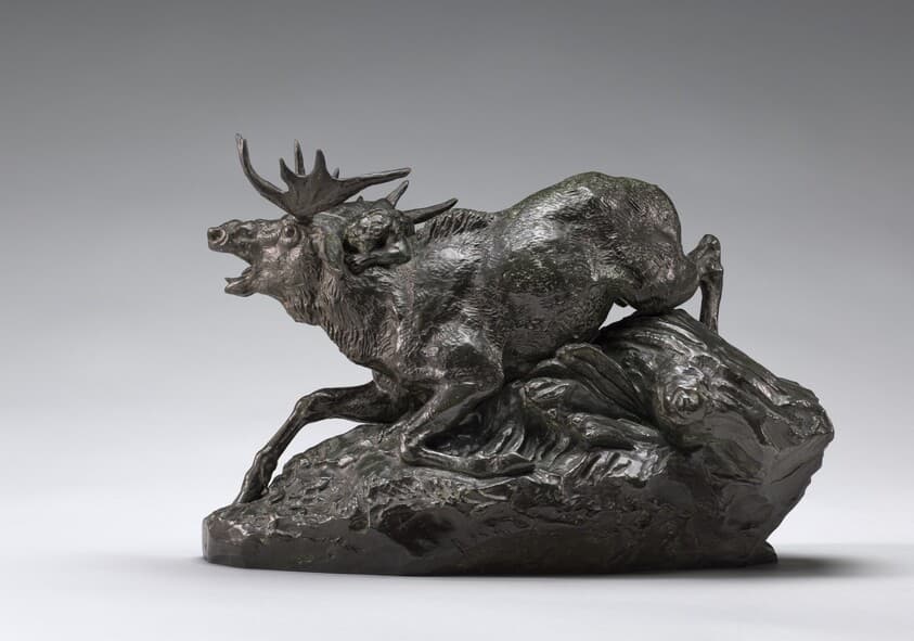 Elk Surprised by a Lynx — Antoine-Louis Barye