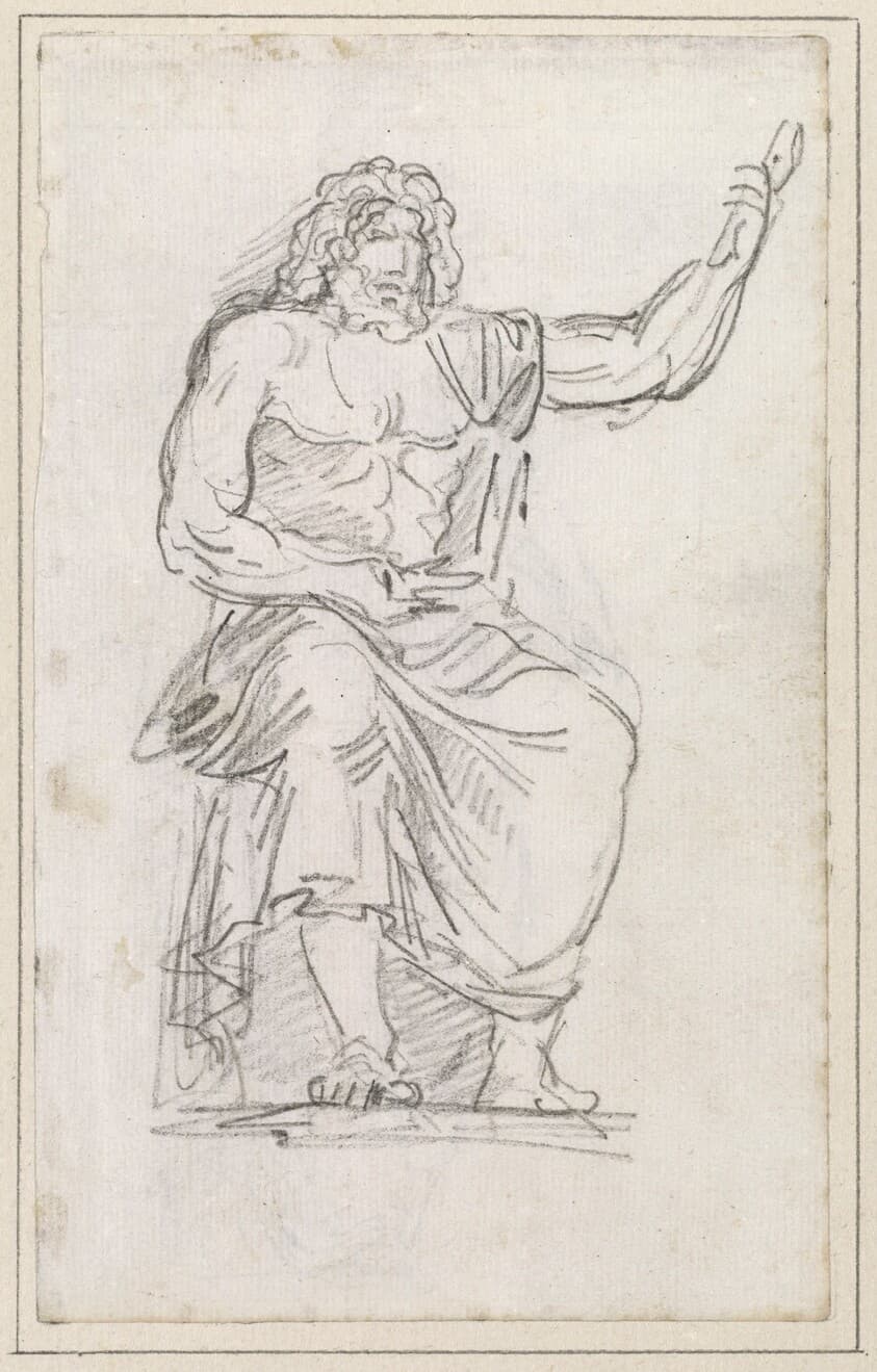 Statue of Jupiter, Seated [recto] — Hubert Robert