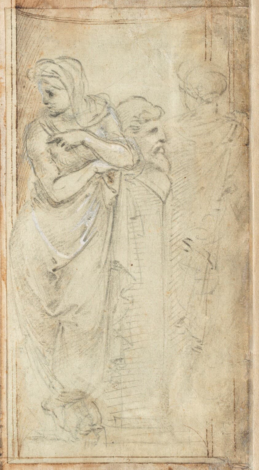 Two Draped Women Standing on Either Side of a Herm — Filippino Lippi