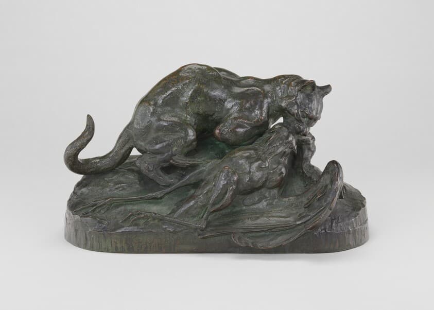 Ocelot Carrying Off a Heron — Antoine-Louis Barye