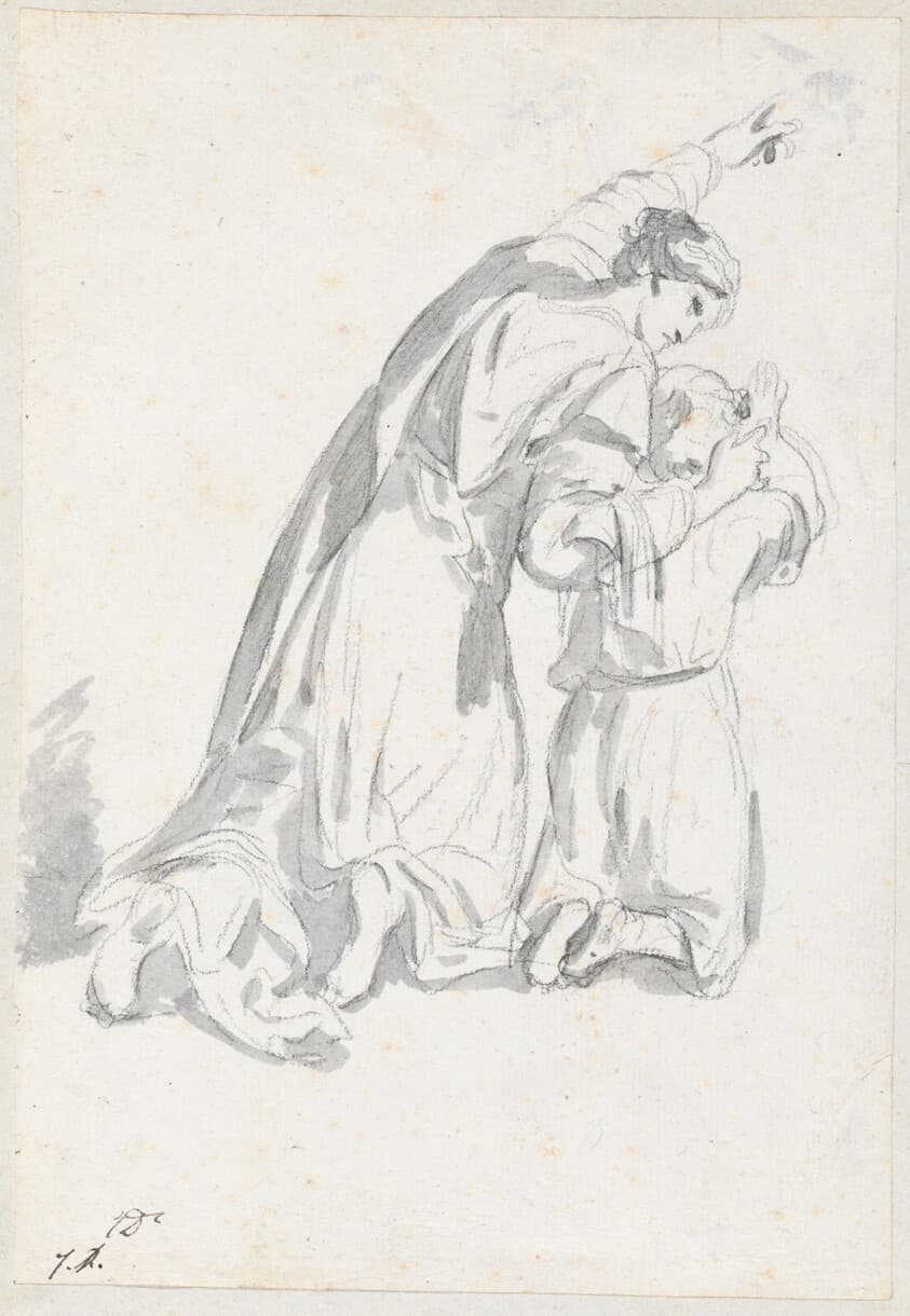 Kneeling Woman Instructing a Child — Jacques-Louis David