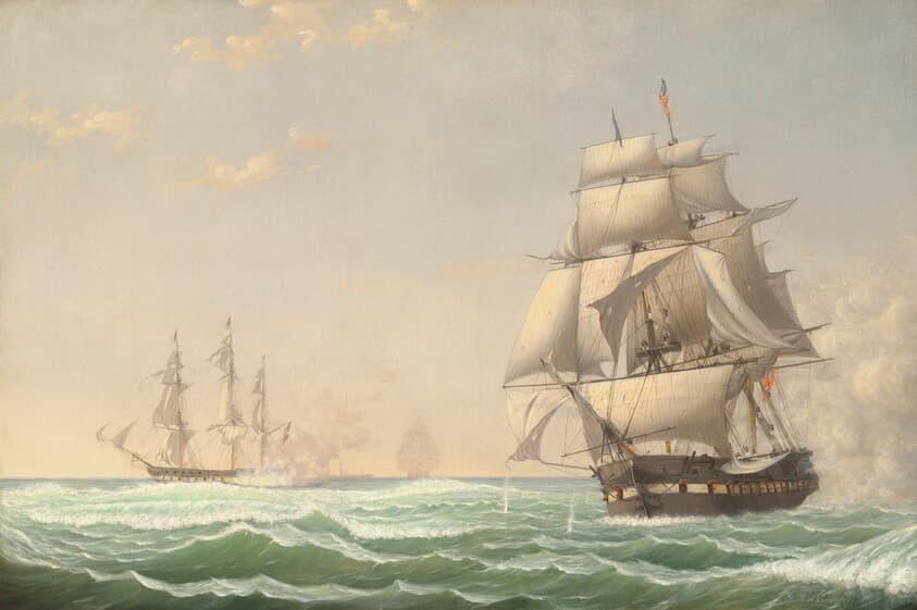 The United States Frigate "President" Engaging the British Squadron, 1815 — Fitz Henry Lane