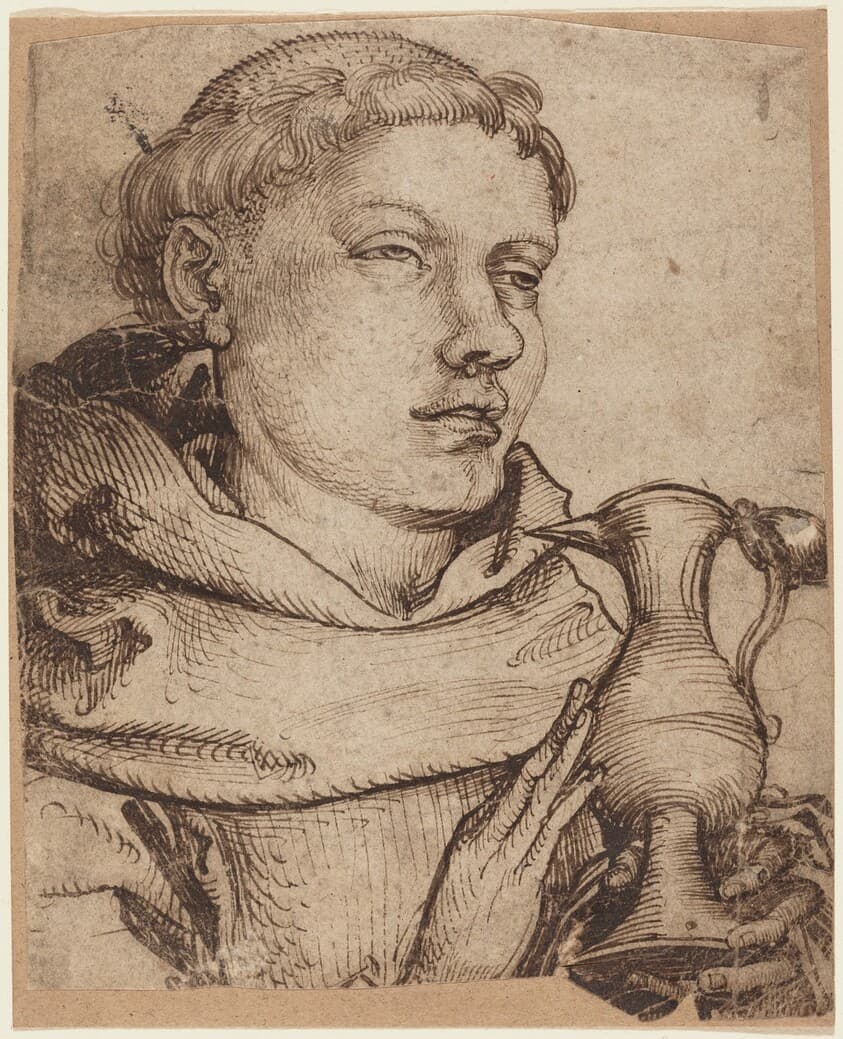 Bust of a Monk Assisting at Communion — Martin Schongauer