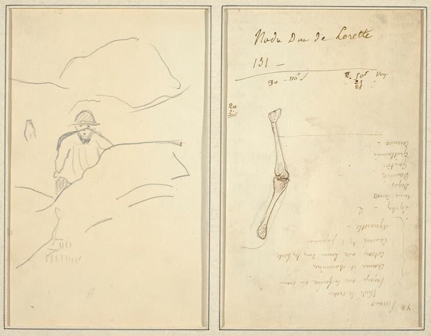 Breton Boy in a Landscape; Study of an Arm [verso] — Paul Gauguin