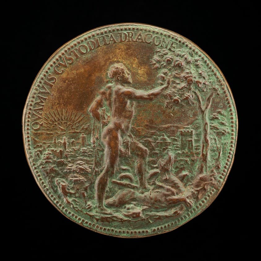 Fernando as Hercules Plucking the Apples of the Hesperides [reverse] — Annibale Fontana