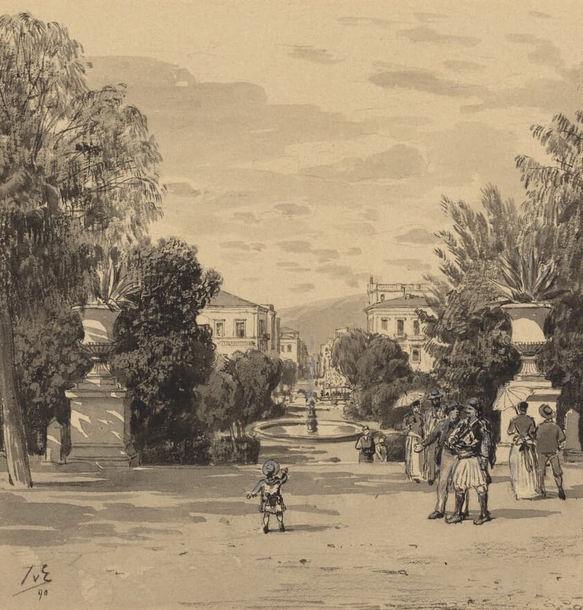 View from the Old Royal Palace of the Hermesstreet — Themistocles von Eckenbrecher