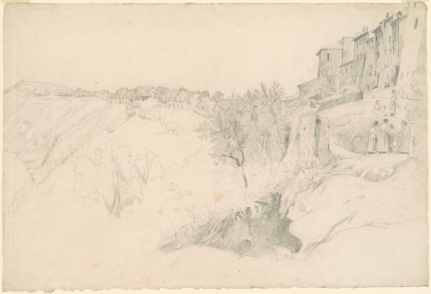 Hillside with Houses and Figures — Worthington Whittredge
