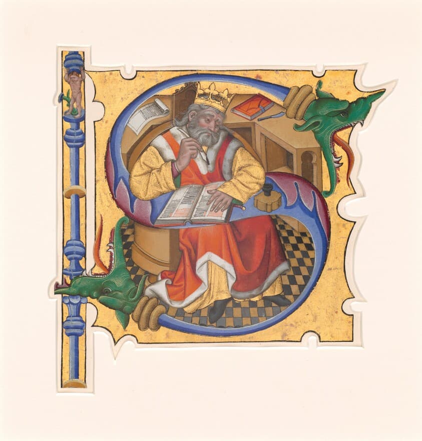 Initial S with King David as Scribe — Master of the Cypresses