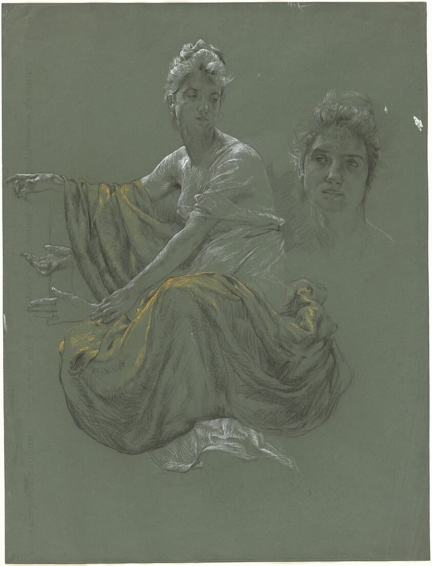 Elegant Young Woman in Classical Drapery — Otto Greiner