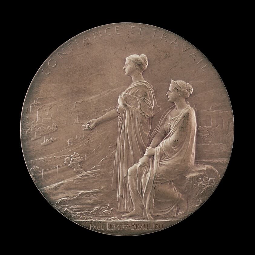 Personifications of Trust and Industry in a Landscape [reverse] — Louis-Oscar Roty