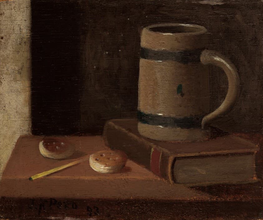 Mug, Book, Biscuits, and Match — John Frederick Peto