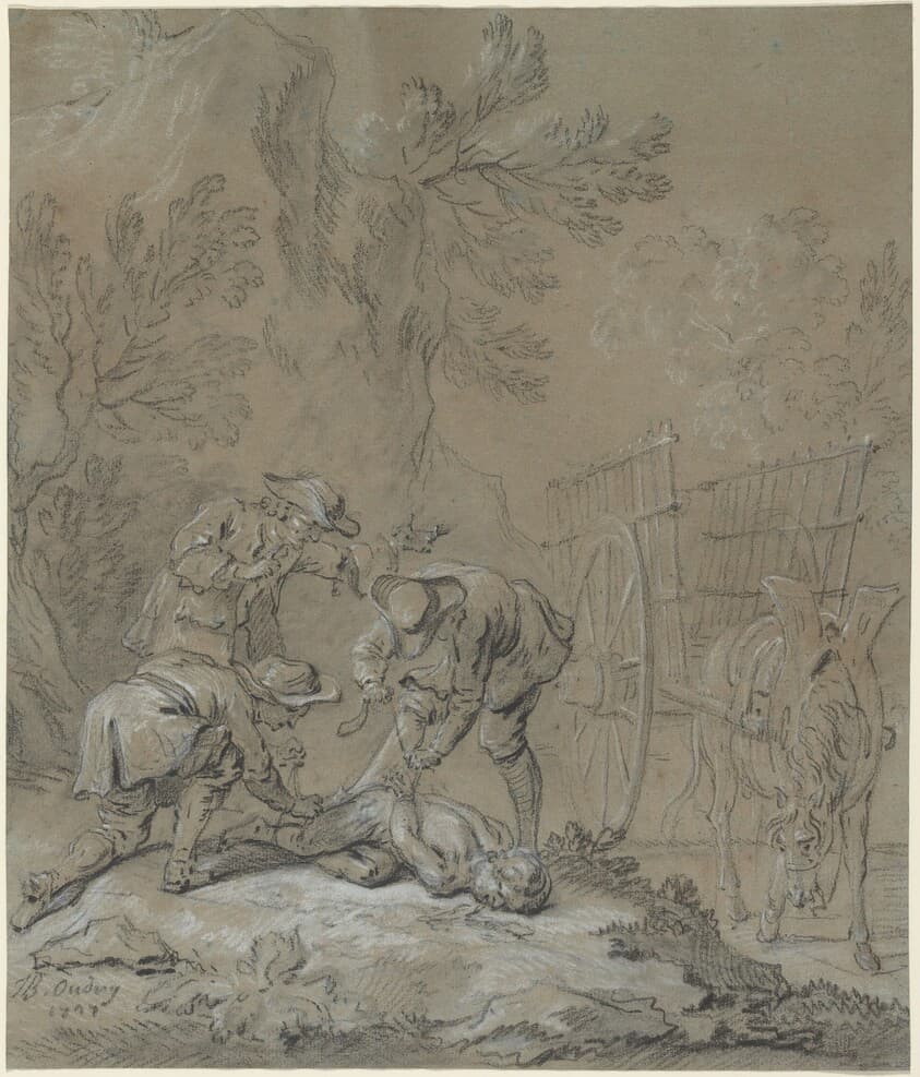 Ragotin lie par les parents du fou — Jean-Baptiste Oudry
