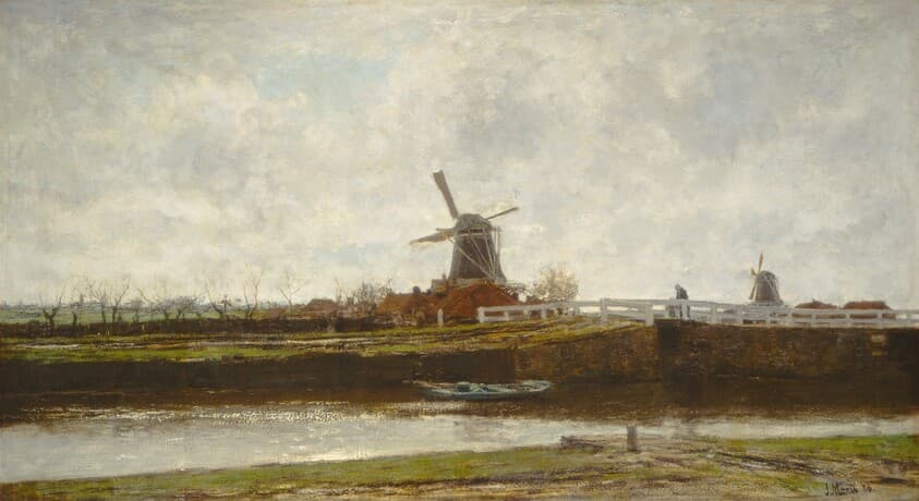 View of the Mill and Bridge on the Noordwest Buitensingel in The Hague — Jacob Maris