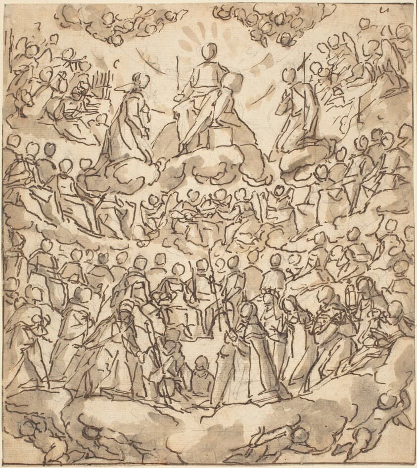 The Blessed in Paradise with the Virgin and St. John the Baptist before God — Lazzaro Tavarone