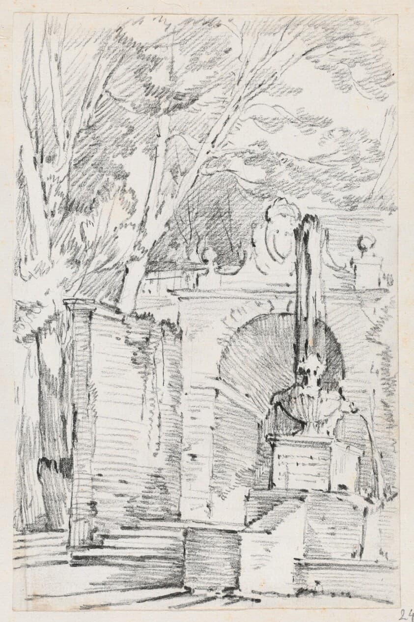 Fountain of Pomona in the Gardens of the Villa d'Este, Tivoli — Joseph-Marie Vien