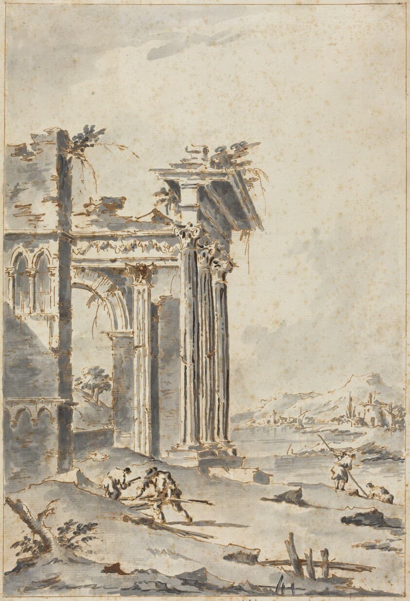 Capriccio of Classical Ruins on a Shore — Giacomo Guardi