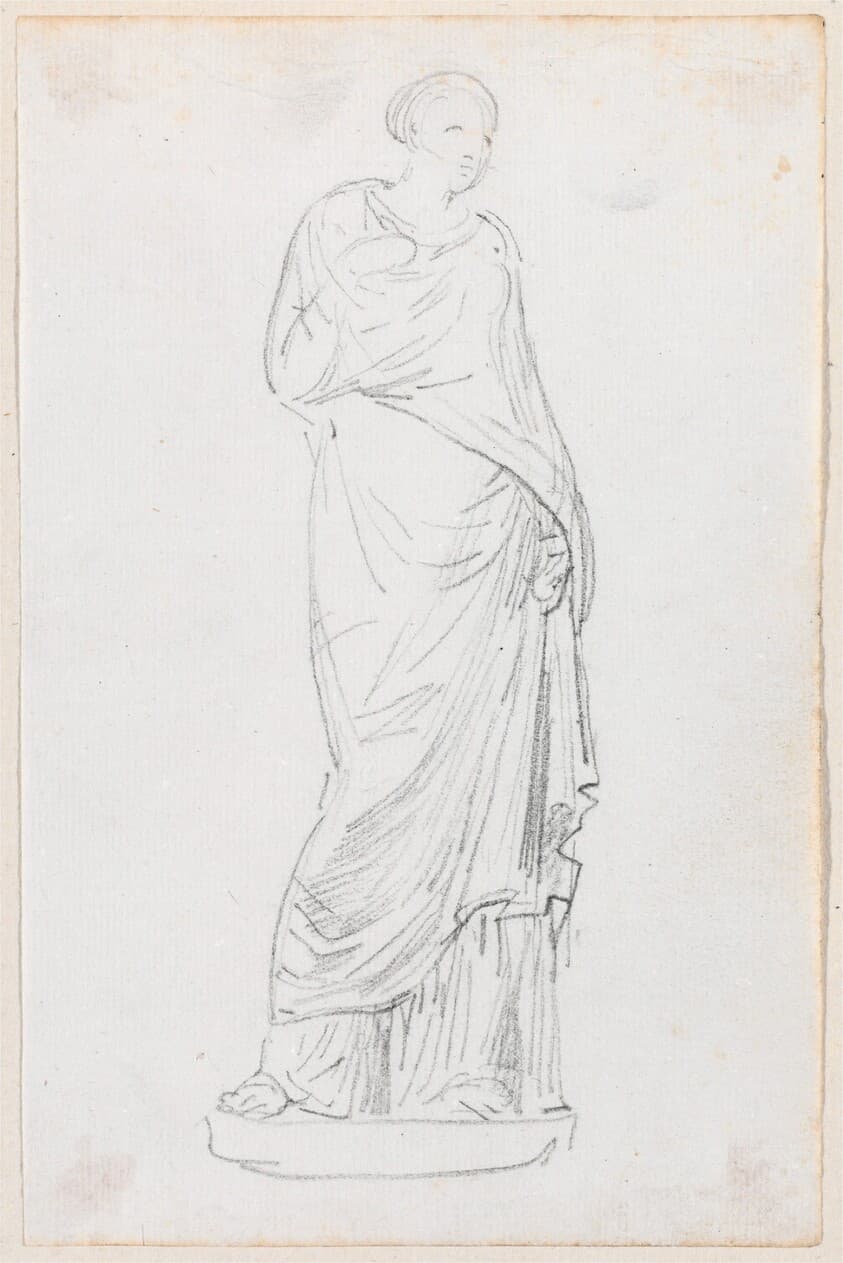 Statue of a Female in a Toga — Hubert Robert