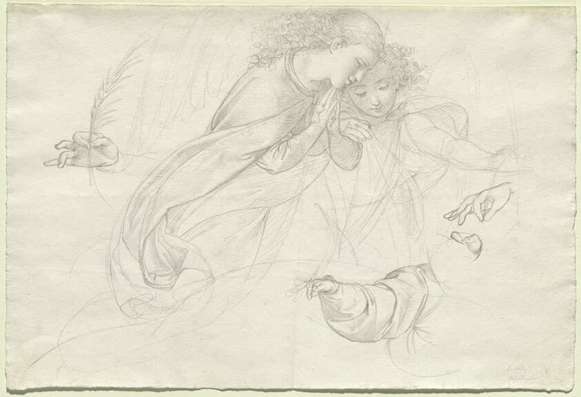 Two Grieving Angels (verso) — Johann Evangelist Scheffer von Leonhardshoff
