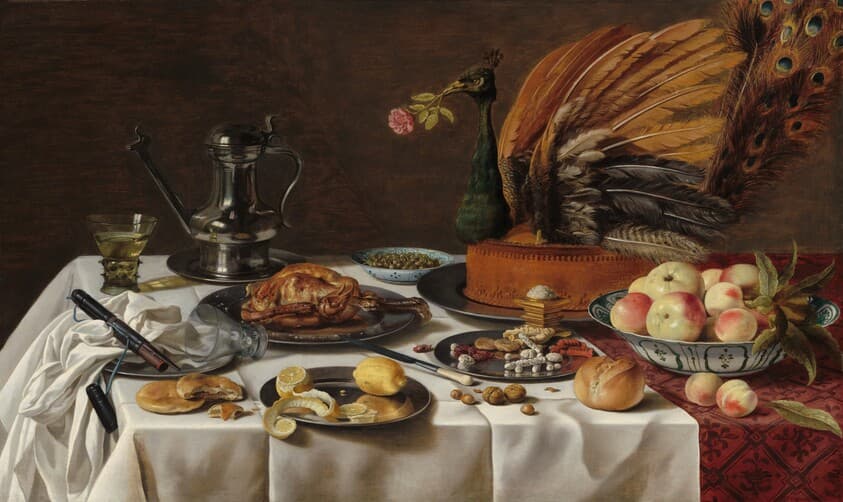 Still Life with Peacock Pie — Pieter Claesz