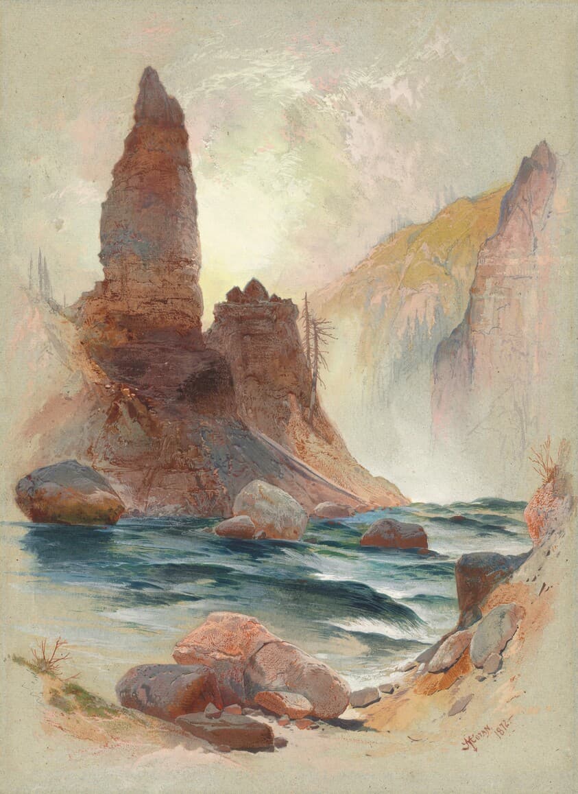 Tower at Tower Falls, Yellowstone — Thomas Moran