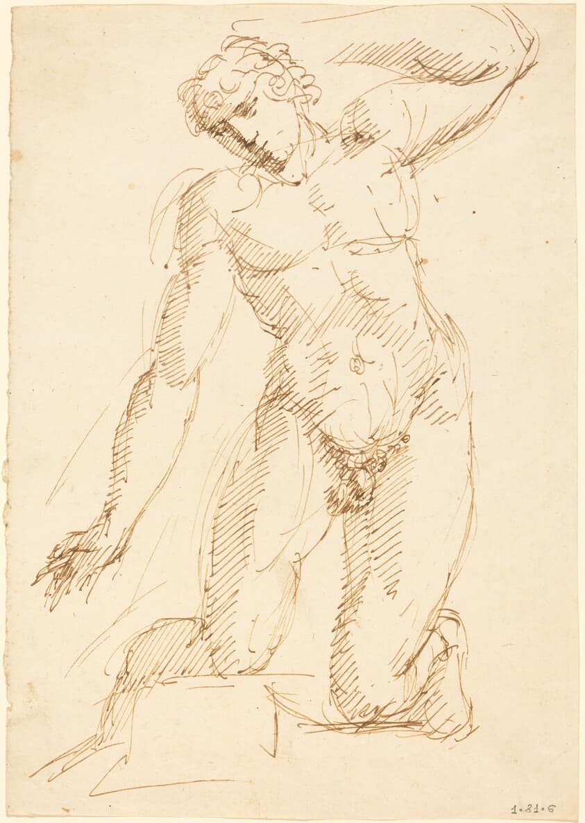 A Male Nude Kneeling — Pelagio Palagi