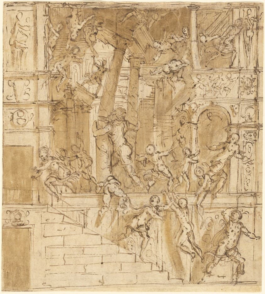 Samson Destroying the Temple — Lattanzio Gambara
