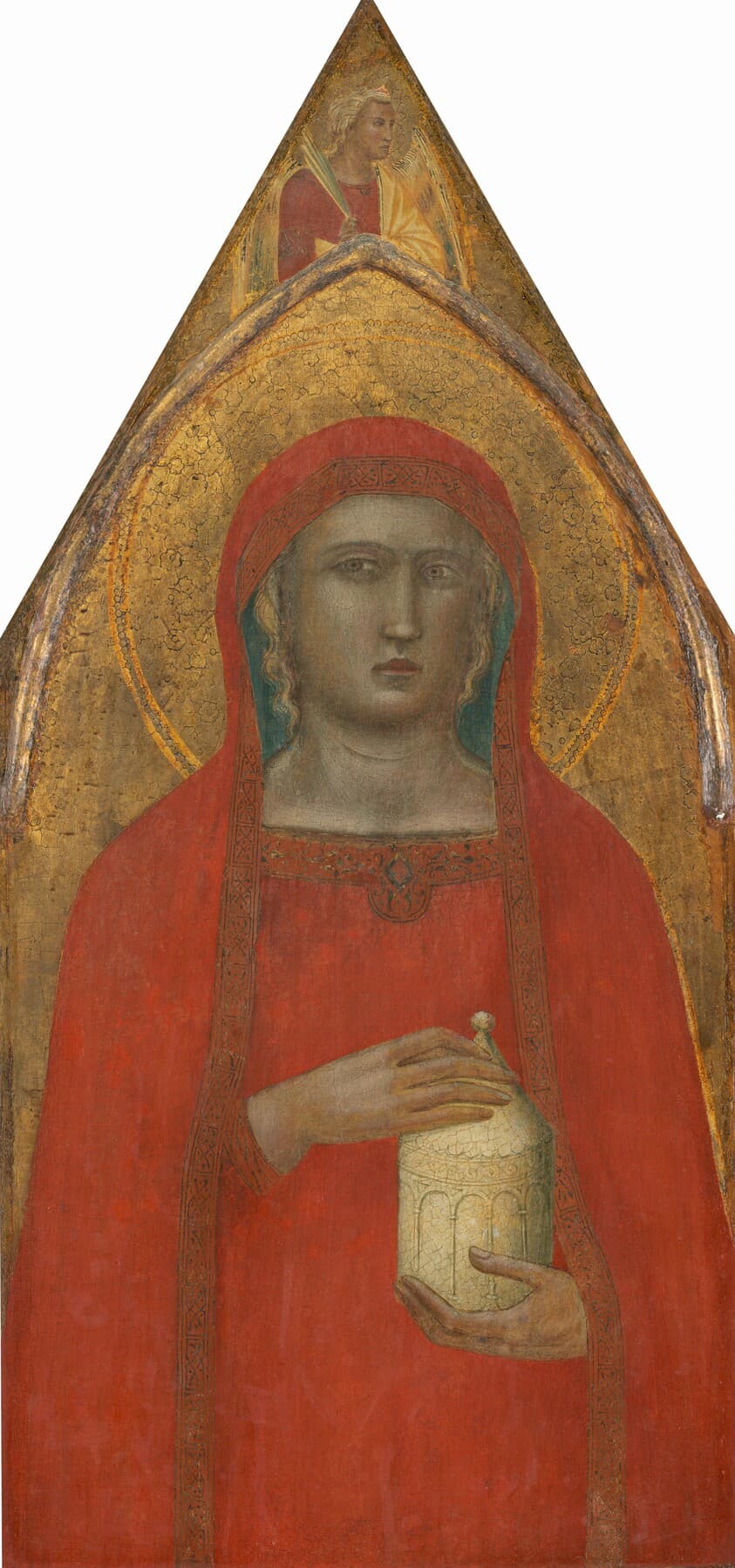 Saint Mary Magdalene, with an Angel [left panel] — Pietro Lorenzetti