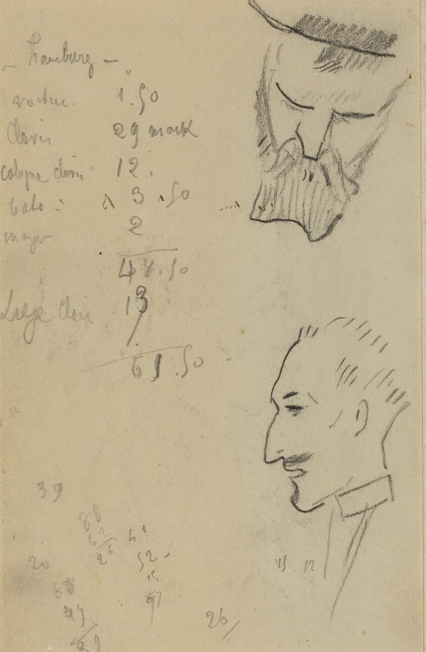 A Bearded Man and a Man in Profile [verso] — Paul Gauguin
