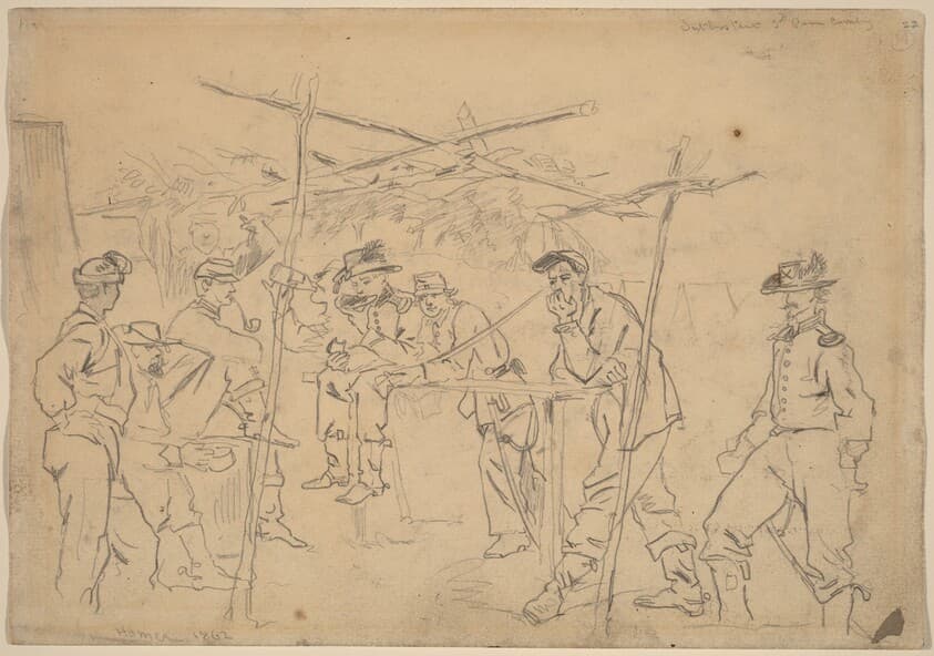 Sutler's Tent, 3rd Pennsylvania Cavalry [recto] — Winslow Homer