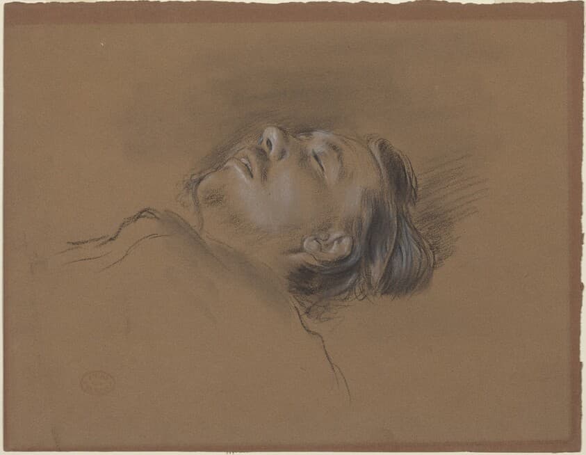 Head of the Fallen Jockey (study for "Scene from the Steeplechase: The Fallen Jockey") — Edgar Degas