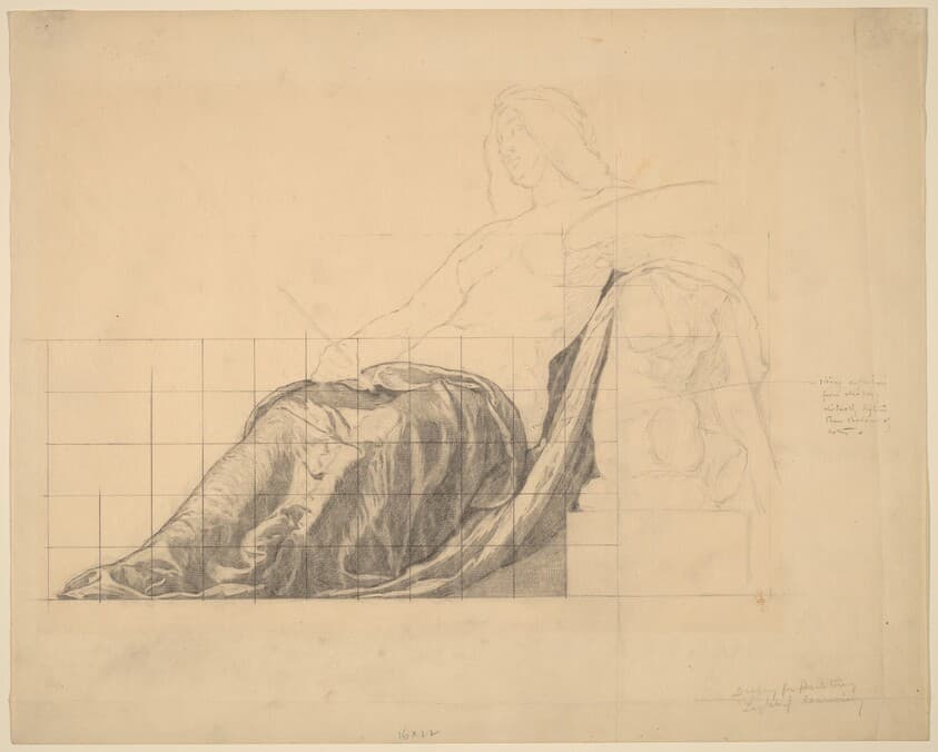 Drapery Study for Reclining Female Study for "Painting" — Kenyon Cox