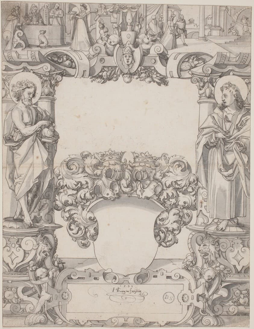Glass Design with Saint John the Baptist and Saint John the Evangelist — Hans Kaspar Lang the Elder
