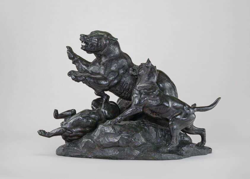 Bear Fleeing from Dogs — Antoine-Louis Barye