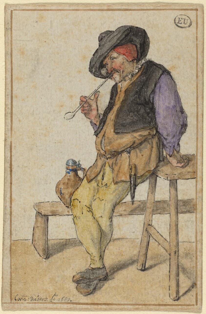 Peasant Smoking — Cornelis Dusart