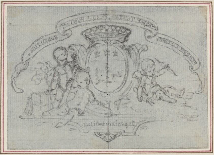 Coat of Arms with Three Putti — Hubert François Gravelot