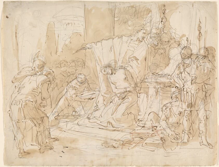 The Sacrifice of Iphigenia (recto) / Study of a Male Nude (verso) — Giovanni Battista Tiepolo