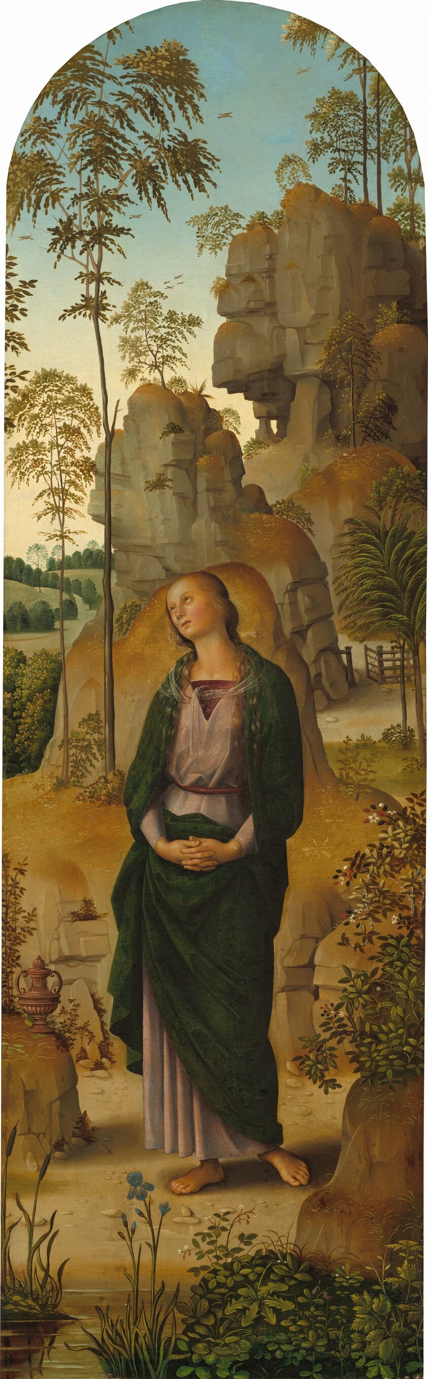 The Crucifixion with the Virgin, Saint John, Saint Jerome, and Saint Mary Magdalene [right panel] — Pietro Perugino
