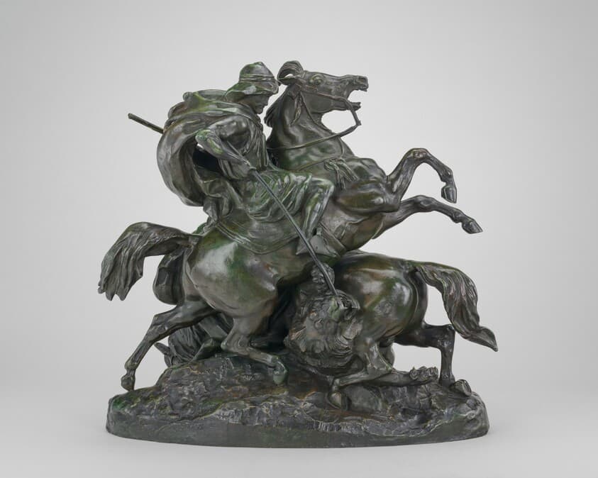 Two Arab Horsemen Killing a Lion — Antoine-Louis Barye