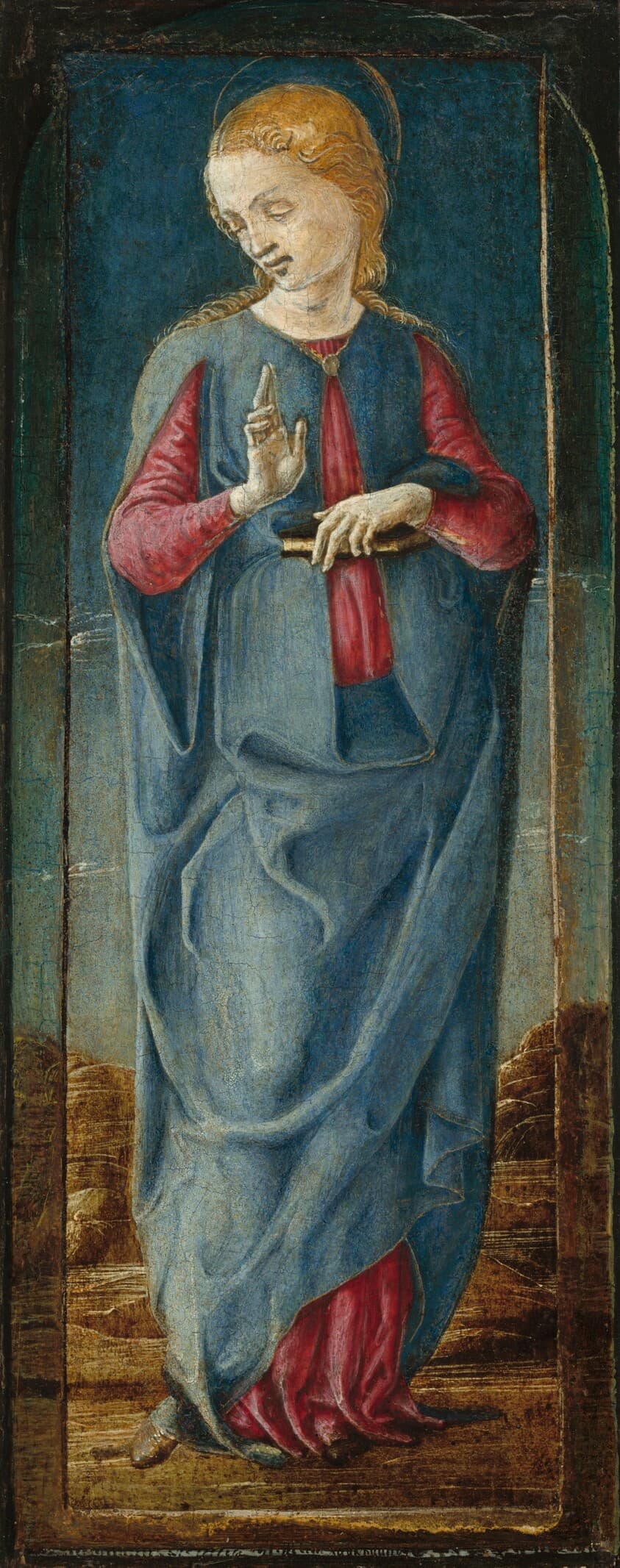 The Virgin Annunciate [middle right panel] — Cosmè Tura