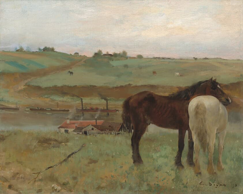 Horses in a Meadow — Edgar Degas