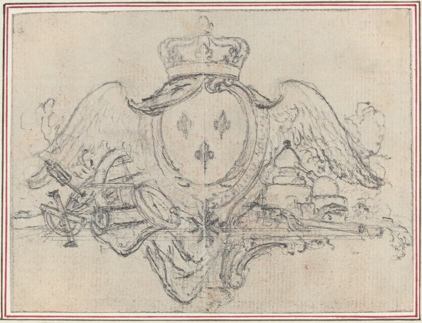 Arms of the King of France with Wings and Scientific Instruments — Hubert François Gravelot