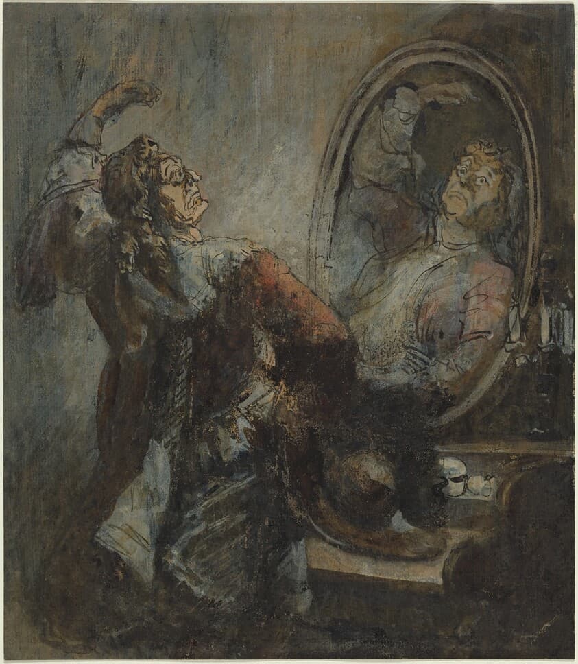 Actor Posing in Front of a Mirror — Honoré Daumier