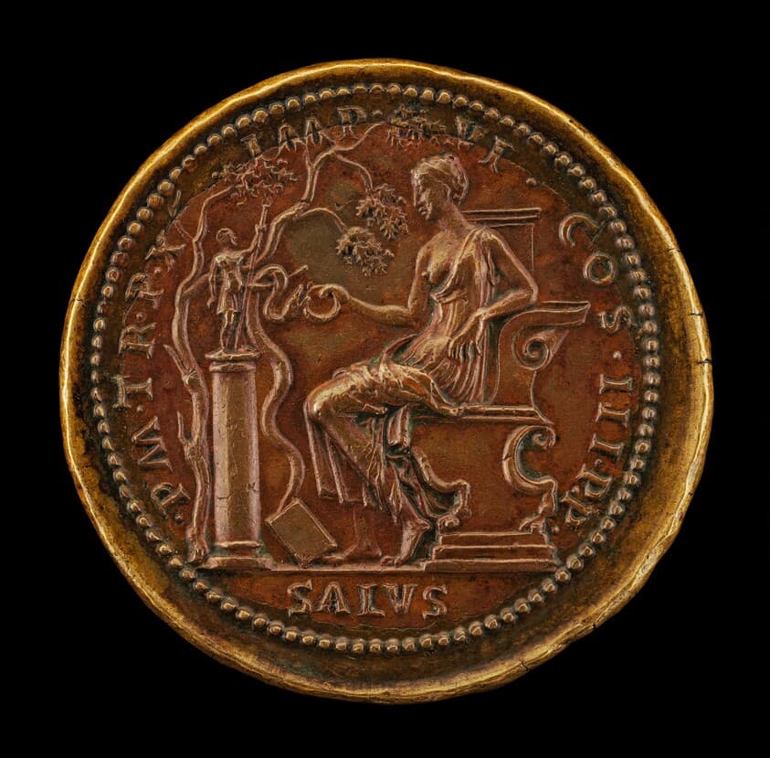 Salus Feeding a Serpent [reverse] — Giovanni da Cavino