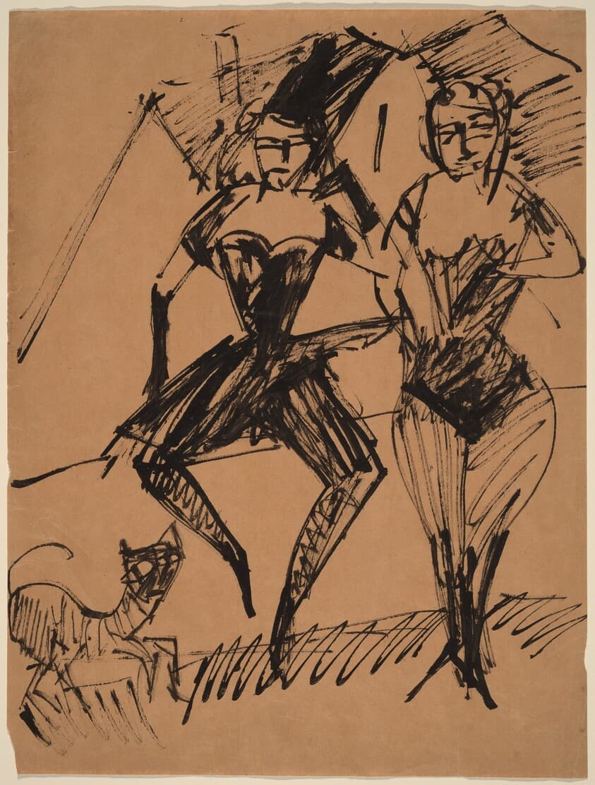 Two Dancers with a Cat — Ernst Ludwig Kirchner