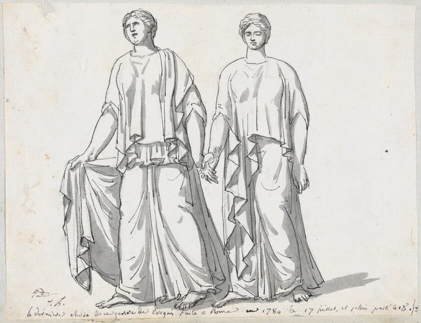 Two of the Three Graces, from San Giovanni Laterano — Jacques-Louis David
