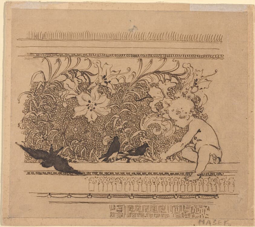 Ornamental Design with Birds and Lily — Karel Vitezslav Masek
