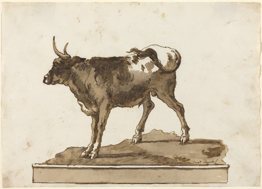 A Bull on a Ledge — Giovanni Domenico Tiepolo