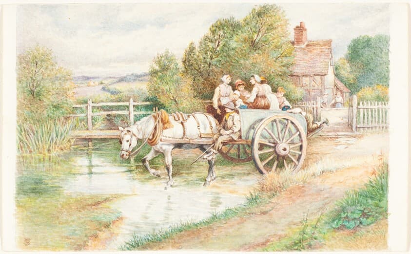 Children in a Cart — Myles Birket Foster