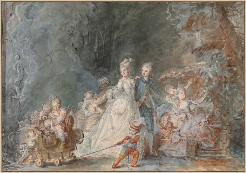 Family Promenade in the Park — Pierre-Antoine Baudouin