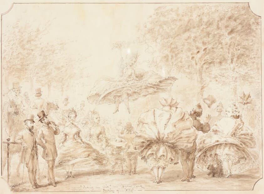 "Taking the Air" in Hyde Park [verso] — George Cruikshank